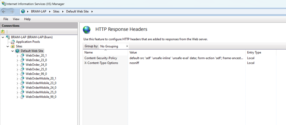 IIS HTTP Content Headers