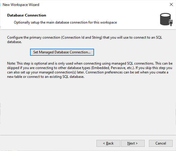 New Workspace Database Connection